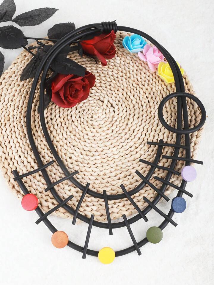 Collier géométrique arc-en-ciel